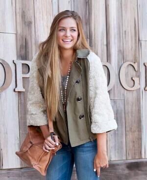 Hei Hei Anthropologie Women's Olive Green Double Breasted Sequin Swing Jacket M